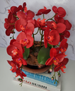Ver imagem 2 de Arranjo Com 4 Orquídeas Vermelha Vaso Cobre 28cm