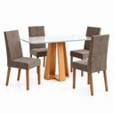 Ver imagem 2 de Conjunto Sala de Jantar Mesa Lisa 120cm Tampo MDF Vidro Canto Arredondado 4 Cadeiras Maitê