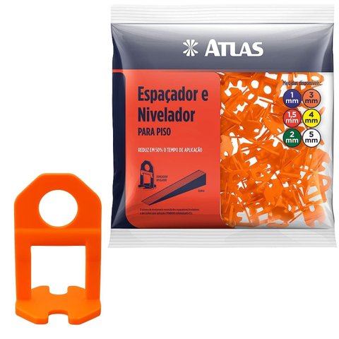 Nivelador para Piso Laranja 3mm para Pisos Azulejos e Pedras Pacote com 100 Unidades | Atlas