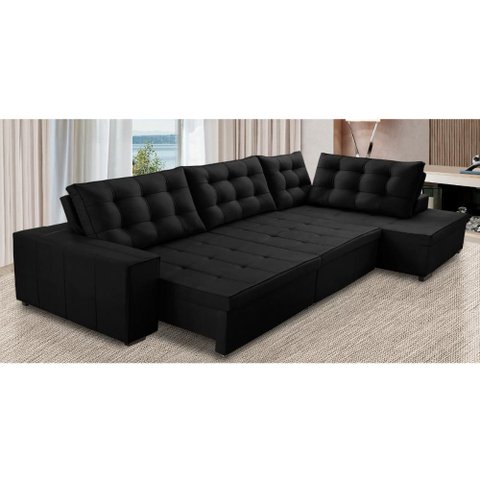 Sofá de Canto Retrátil e Reclinável com Molas 3,40x2,00 Berlim Suede Mirra Decor