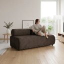 Ver imagem 3 de Sofá 3 Lugares e Puff para Sala Orgânico Nara Base Fixa Suede D03 - D'Rossi