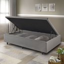 Ver imagem 1 de Cama Box Baú Solteirinho 78x188x42cm Corino Linho com Pistão a Gás