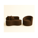 Ver imagem 1 de Conjunto 01 Poltrona + Sofá Curvo Orgânico Nature Gaia Suede Marrom - Montanaris Decor