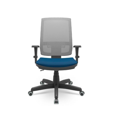Cadeira Brizza Presidente Plaxmetal Tela Cinza Base Standard Back System 3d Azul T12