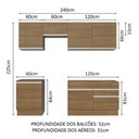 Ver imagem 4 de Armário de Cozinha Completa 240cm Rustic Glamy Madesa 08