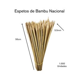 Espetos de Bambu Nacional 50cm X 5.5mm C/1000un Nc Caieiras - 2