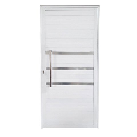 Porta Lambril com Puxador e Friso Alumínio Branco Linha Veneza:Direita/ 210 x 80