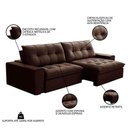Ver imagem 5 de Sofá Retrátil Reclinável 3 Lugares 250cm Argon F05 Veludo Marrom - Mpozenato