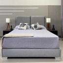 Ver imagem 3 de Cama Casal Clássica Almofadada Módena Linho Cinza Rbl com Cabeceira 1,40 X 1,90