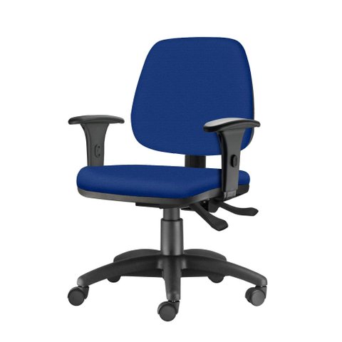 Cadeira Job com Bracos Semi Curvados Assento Crepe Azul Base Nylon Arcada - 54627