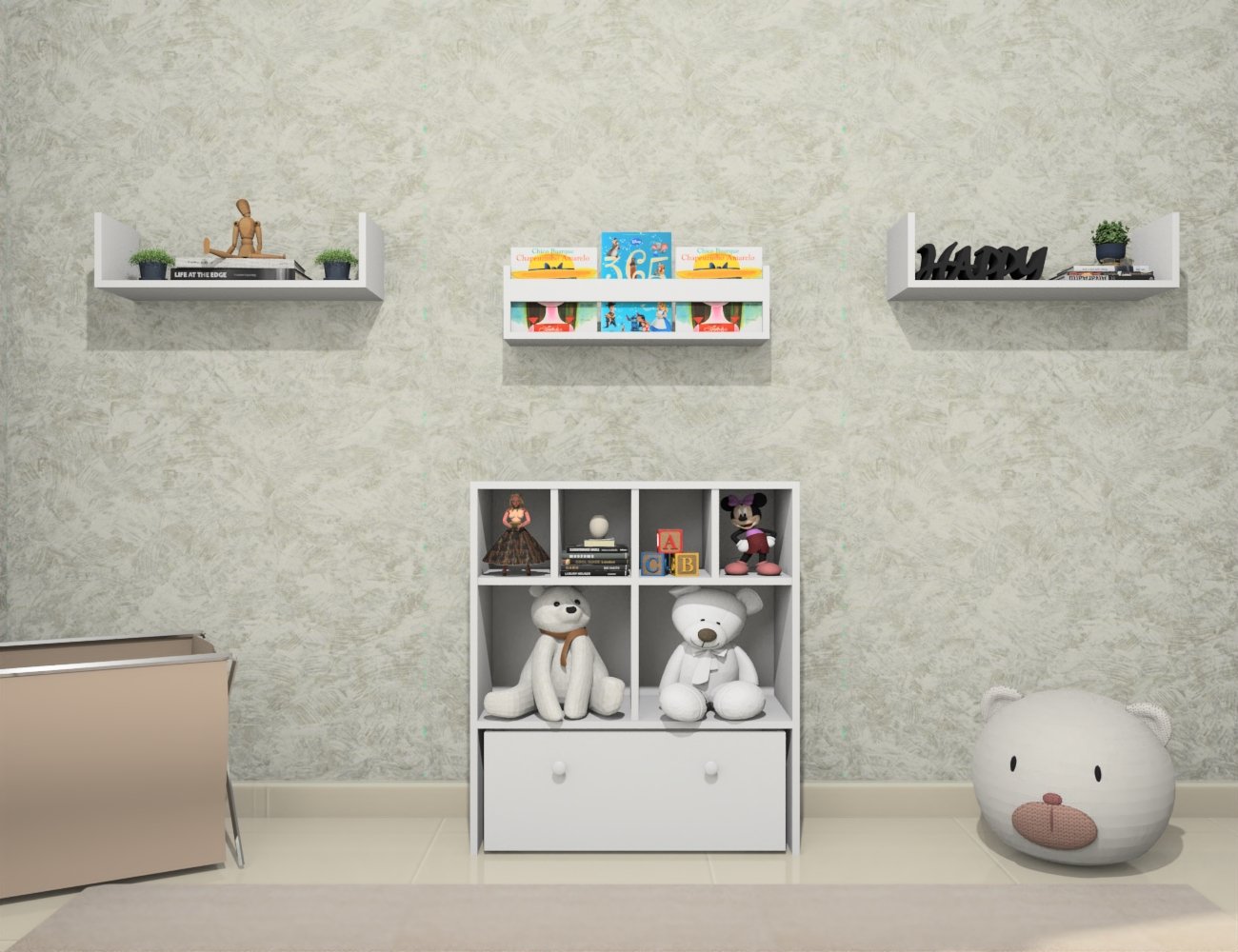 Estante Nicho Organizador de Brinquedos Infantil em Mdf Plancasa:branco Tx - 2