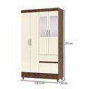 Ver imagem 4 de Guarda-roupa Solteiro San Diego 4 Portas 2 Gavetas com Espelho Imbuia/champanhe - Pnr Móveis