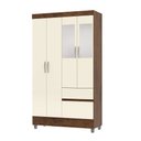 Ver imagem 3 de Guarda-roupa Solteiro San Diego 4 Portas 2 Gavetas com Espelho Imbuia/champanhe - Pnr Móveis