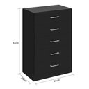 Ver imagem 5 de Cômoda Aruba 92cm 5 Gavetas Preto - Fellicci Móveis