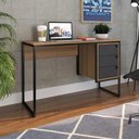 Ver imagem 1 de Mesa Escrivaninha Industrial 120cm 3 Gavetas Noa Grafite/mel Z54 - Mpozenato