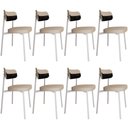 Ver imagem 1 de Kit 08 Cadeiras Estofada para Sala de Jantar Astrid Branco C01 Linho Areia Courino Preto - Lyam