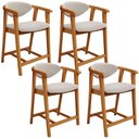 Ver imagem 1 de Kit 04 Banquetas Baixa para Cozinha Sala Jantar Bancada Cecília L02 Bouclê Creme - Lyam Decor