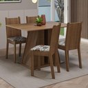 Ver imagem 1 de Conjunto Sala de Jantar Mesa Tampo de Madeira 4 Cadeiras Rustic/hibiscos Marilyn Madesa