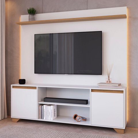 Rack com Painel para Tv até 50 Polegadas Benevello 2 Portas Siena/branco - Quiditá Móveis
