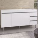 Ver imagem 1 de Balcão Gabinete de Pia sem Tampo 160cm 3 Portas 3 Gavetas Andréia - AJL Móveis - Branco