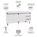 Ver imagem 3 de Balcão Gabinete de Pia sem Tampo 160cm 3 Portas 3 Gavetas Andréia - AJL Móveis - Branco