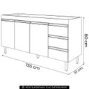 Ver imagem 4 de Balcão Gabinete de Pia sem Tampo 160cm 3 Portas 3 Gavetas Andréia - AJL Móveis - Branco