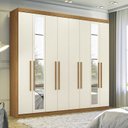 Ver imagem 1 de Guarda Roupa Casal 8 Portas 4 Gavetas Master New c/ Espelho Cinamomo/Areia