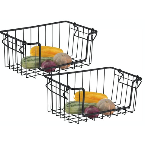 Fruteira Dupla Cesto Organizador Empilhável Aramado Schmitt Cor:preto Fosco