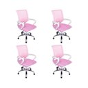 Ver imagem 1 de Kit 4 Cadeiras de Escritório Begonia Tela Mesh Ergonômica Rosa