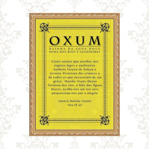 Quadro Moldura Dourada Oração Oxum 45x34cm:com Acetato