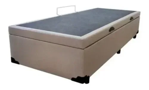 Cama Box Baú Solteirao King Sintético Bege com 203x96x44cm - 1