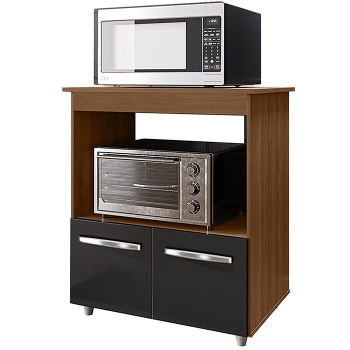 Balcao Multiuso Para Forno E Microondas 4501 Savana Preto Mobbs
