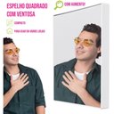 Ver imagem 2 de Espelho de Aumento com Ventosa Uz Maquiagem Banheiro Barbear 14cm Quadrado