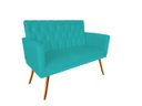 Ver imagem 1 de Namoradeira Decorativa Nina Capitonê Suede Azul Tifany 2 Lugares Pés Madeira Mz Decor