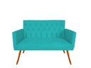 Ver imagem 2 de Namoradeira Decorativa Nina Capitonê Suede Azul Tifany 2 Lugares Pés Madeira Mz Decor