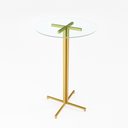 Ver imagem 1 de Mesa Alta Bistrô Redonda 100x60cm Dourada Tampo Vidro Industrial Don Castro Decor Industrial Premium