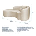 Ver imagem 3 de Recamier Curvo Orgânico 180cm 3 Lugares Lado Esquerdo para Sala de Estar Bouclé Londres Bege