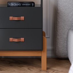 Mesa de Cabeceira Cama Quarto Mini Cômoda Gaveteiro com Puxador em Couro Sonetto - Preto - 7 Mesa de Cabeceira Cama Quarto Mini Cômoda Gaveteiro com Puxador em Couro Sonetto - Preto - 7