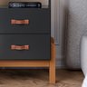 Mesa de Cabeceira Cama Quarto Mini Cômoda Gaveteiro com Puxador em Couro Sonetto - Preto - 7