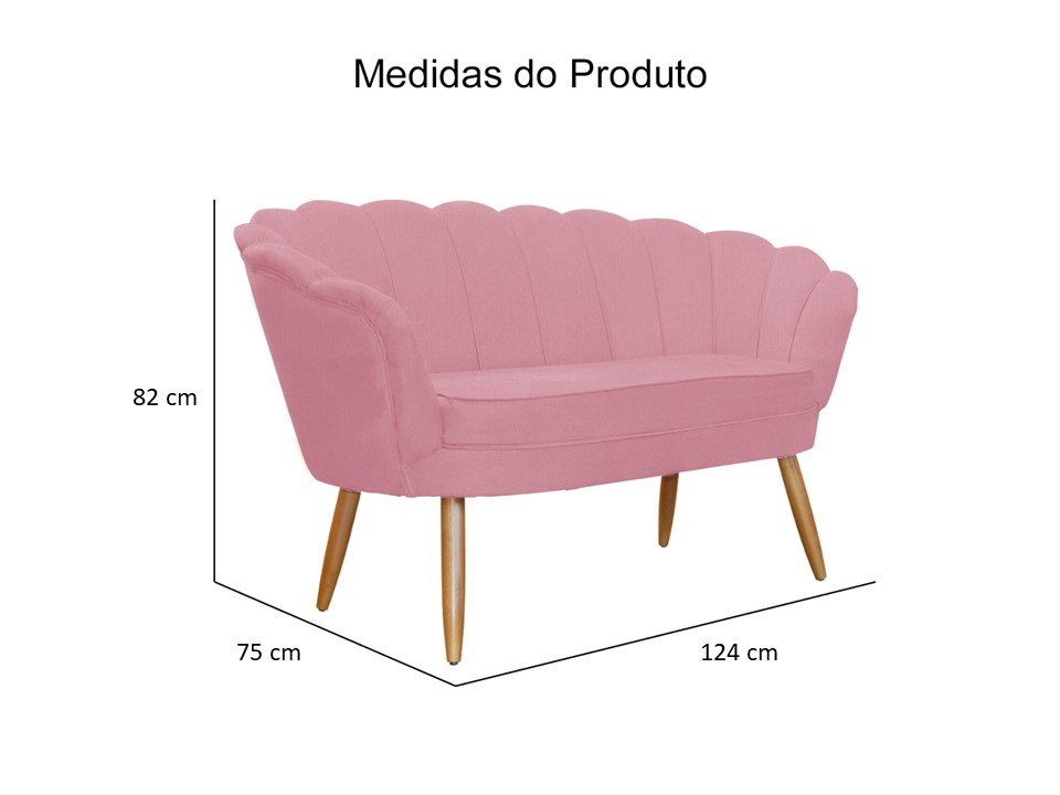 Namoradeira Decorativa Pétala Suede Rosa Pés Madeira Mz Decor - 3