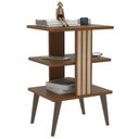 Ver imagem 4 de Mesa de Cabeceira Retro com Prateleira Mesa de Quarto Lateral Moderna Pop - Nature e Ripado