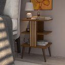 Ver imagem 1 de Mesa de Cabeceira Retro com Prateleira Mesa de Quarto Lateral Moderna Pop - Nature e Ripado