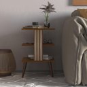 Ver imagem 5 de Mesa de Cabeceira Retro com Prateleira Mesa de Quarto Lateral Moderna Pop - Nature e Ripado
