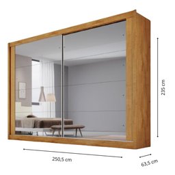 Guarda Roupa Creta 2 Portas Espelhadas 100% Mdf Peroba Off White - Móveis Europa - 4