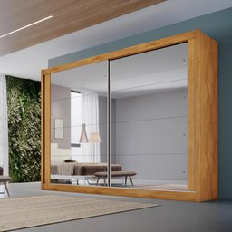 Guarda Roupa Creta 2 Portas Espelhadas 100% Mdf Peroba Off White - Móveis Europa - 1