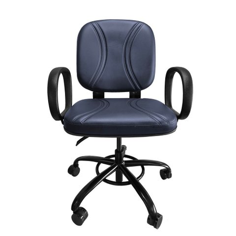 Cadeira de Escritorio Giratoria Reforçada com Regulagem de Altura Suporta até 200kg Azul