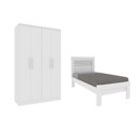 Ver imagem 2 de Conjunto Infantil com Guarda Roupa e Cama 100% MDF Harmonia Yescasa Branco/Neve