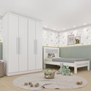 Ver imagem 1 de Conjunto Infantil com Guarda Roupa e Cama 100% MDF Harmonia Yescasa Branco/Neve
