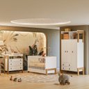 Ver imagem 1 de Quarto para Bebê Completo 3 Peças Guarda-Roupa, Cômoda e Berço Fantasia Branco/Acetinado