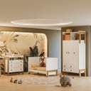 Ver mais imagens de Quarto para Bebê Completo 3 Peças Guarda-Roupa, Cômoda e Berço Fantasia Branco/Acetinado